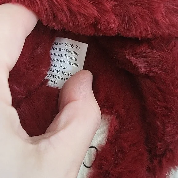 JESSICA SIMPSON Burgundy Fur/Rhinestone House Slippers Slides Size S 6-7 - Picture 4 of 8